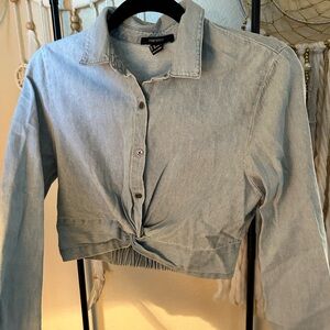 Forever 21 Light Blue Denim Crop Top size M